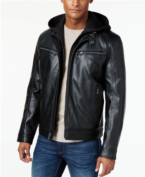 michael kors men's leather bomber jacket|Michael Kors leather jacket.